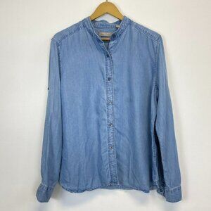 Kate Hill Denim Chambray Button Down Top